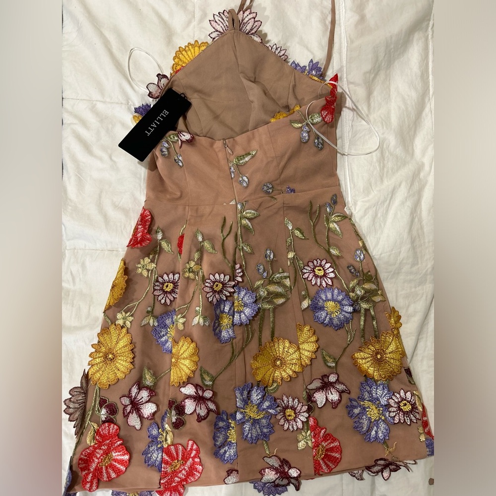 Elliatt 3D floral appliqué Embroidered halter Dress - Picture 4 of 5
